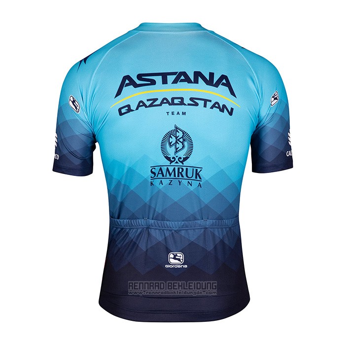 2022 Fahrradbekleidung Astana Blau Trikot Kurzarm und Tragerhose